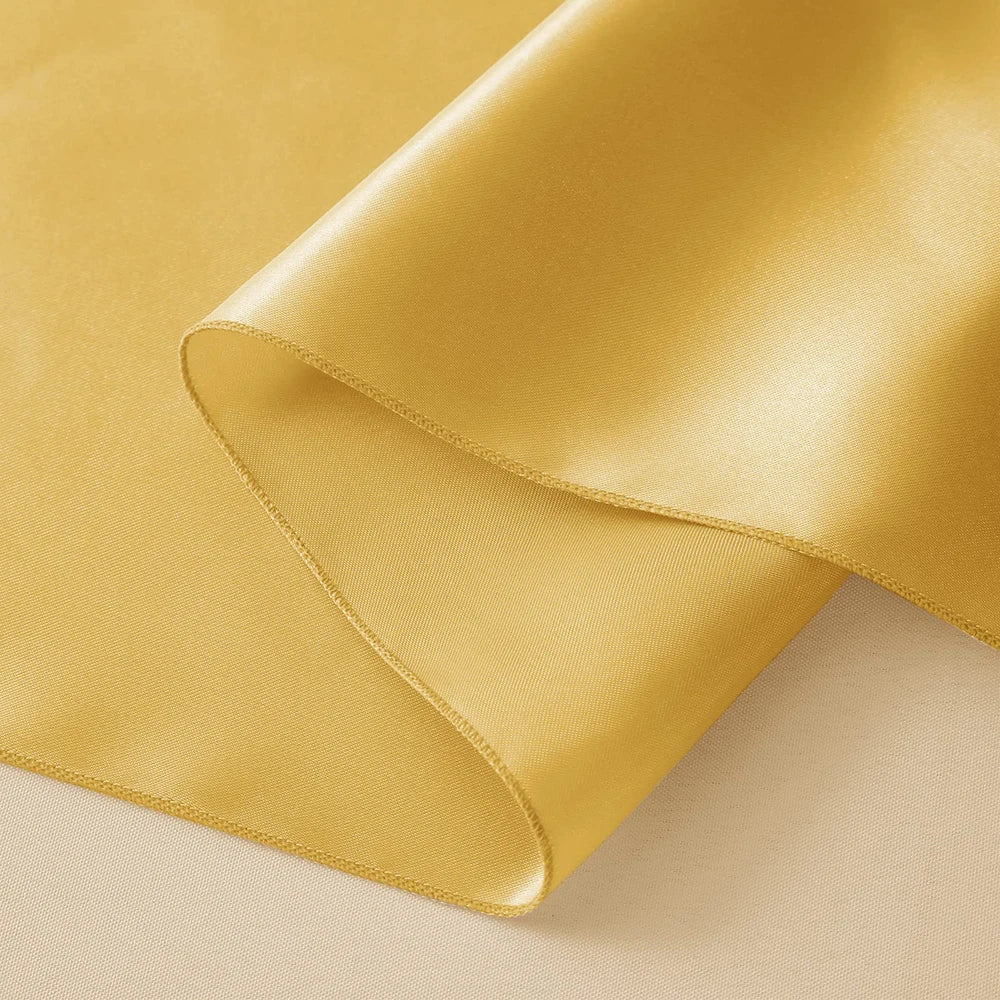 Premium Satin Table Runner Gold Table Flags Wedding Silk Fabric for Banquet, Graduation Birthday Party Decorations Table Decor