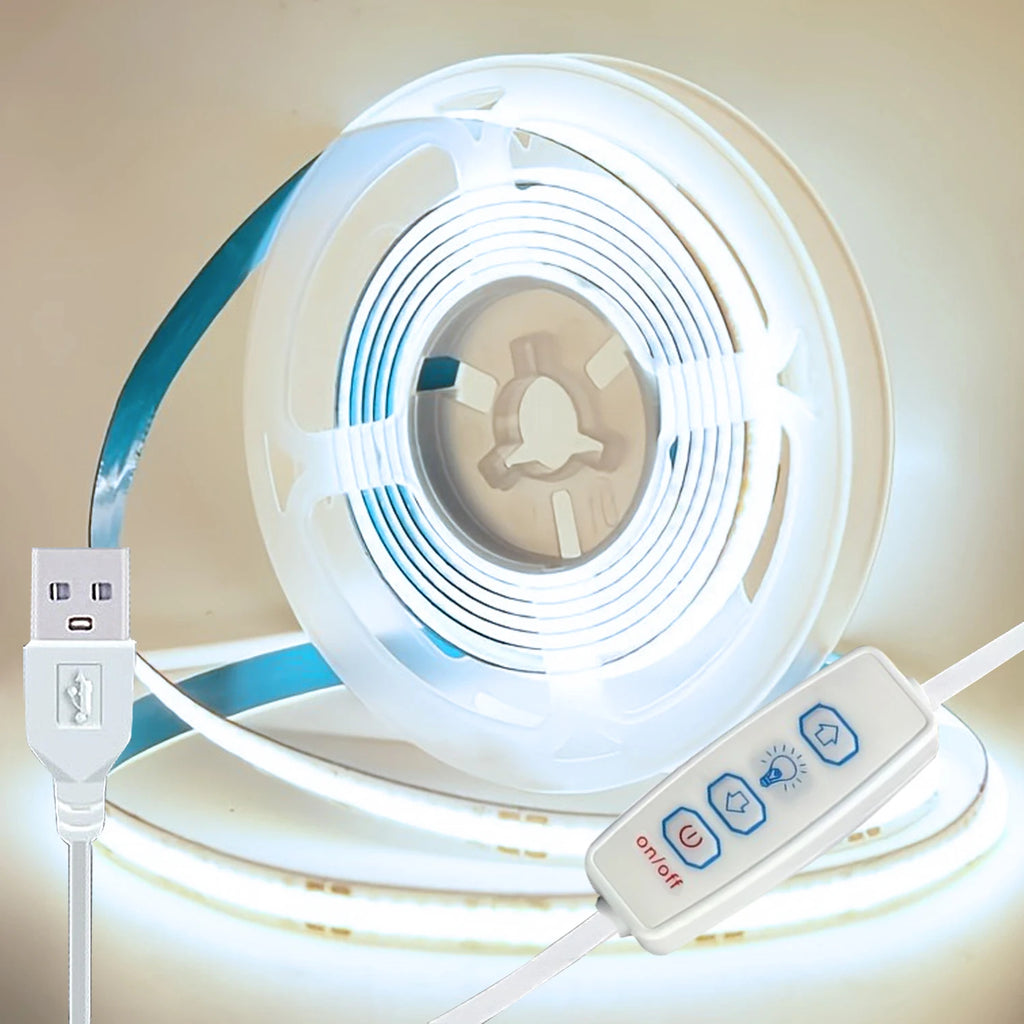 Striscia LED COB 5V dimmerabile 3 modalità – Bianco e Bianco Caldo, flessibile…