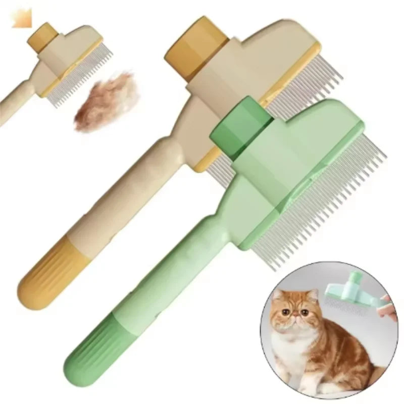 Pettine auto‑pulente a un pulsante per cani e gatti – Rimuove peli e massaggia