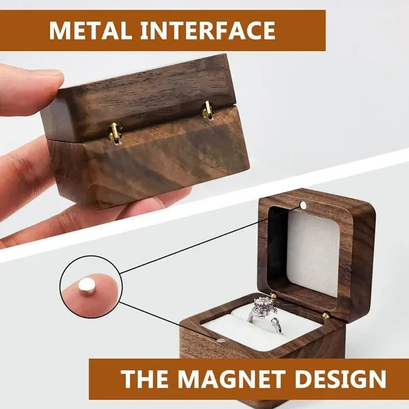 Walnut Wooden Ring Box for Proposal Blank Wood Earring Rings Jewelry Boxs Engagement Ring Box Wedding Ring Box Anniversary Gifts