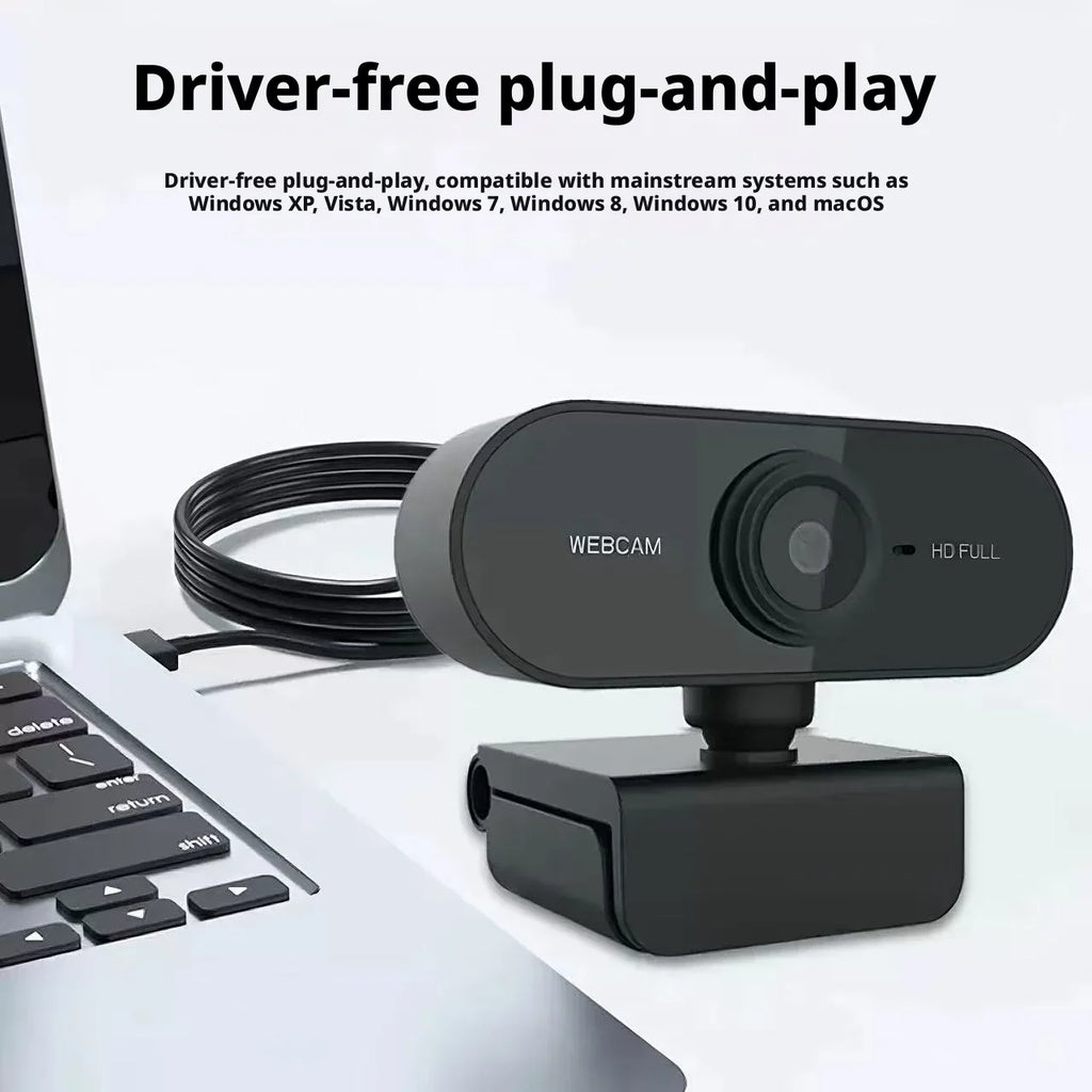 Webcam Full HD 1080p USB Plug-and-Play con microfono integrato e clip rotante