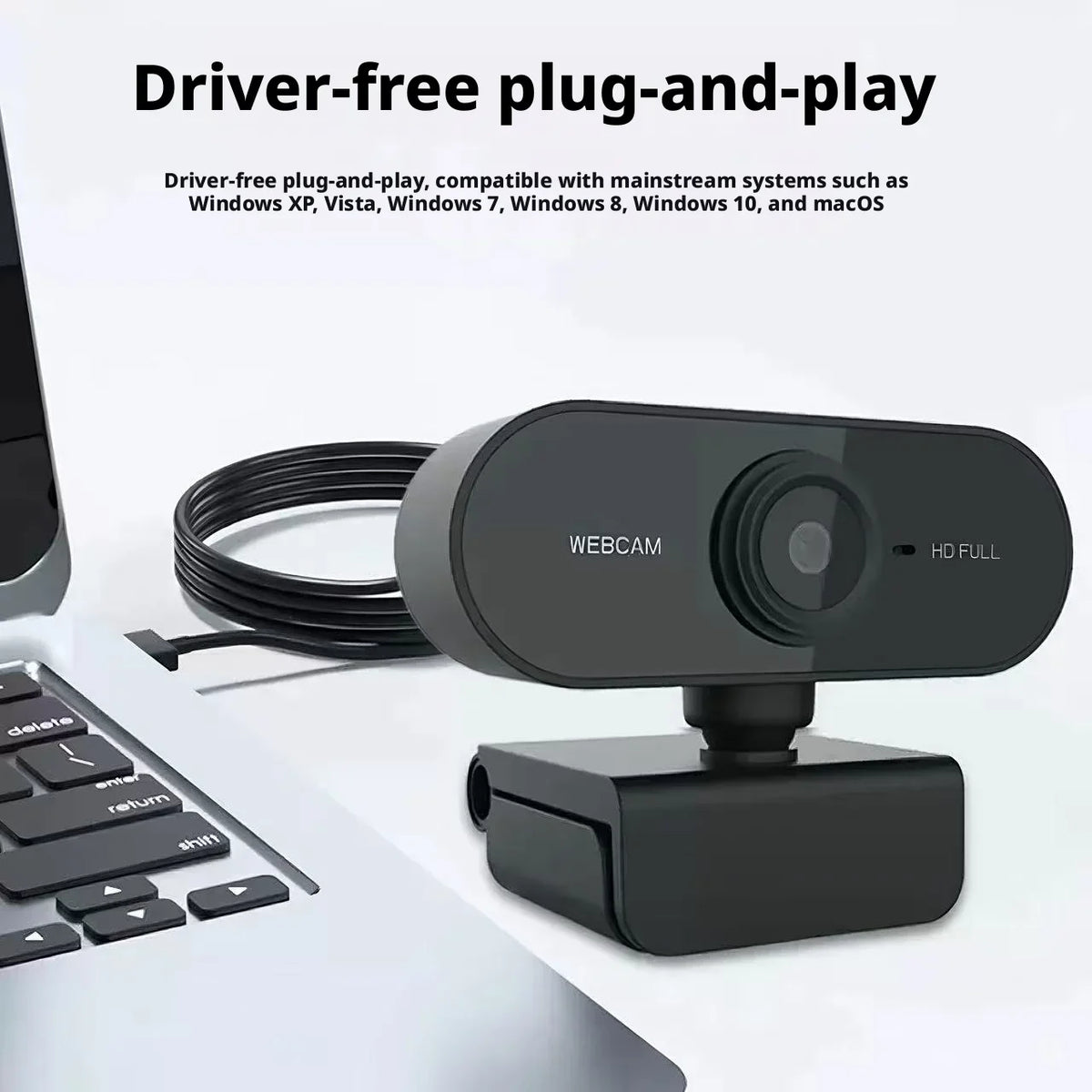 Webcam Full HD 1080p USB Plug-and-Play con microfono integrato e clip rotante