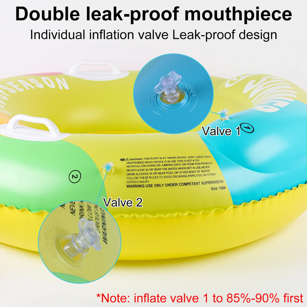 1PC Vibrant Color Thickened Inflatable Swim Ring, Adult Underarm Swimming Ring for Summer
