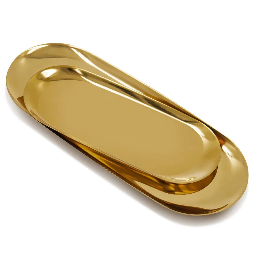 Vassoio Organizer in Acciaio Inox Dorato – per gioielli, cosmetici e bagno