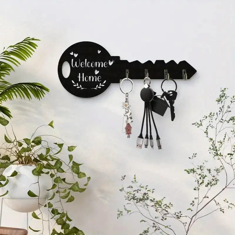 Portachiavi da Parete in Legno Stile Boho con Mensola Salvaspazio –…
