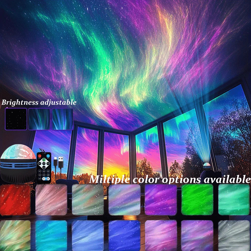 Proiettore LED Galaxy con Luce Notturna, Rotazione, Telecomando, 7 RGB, USB