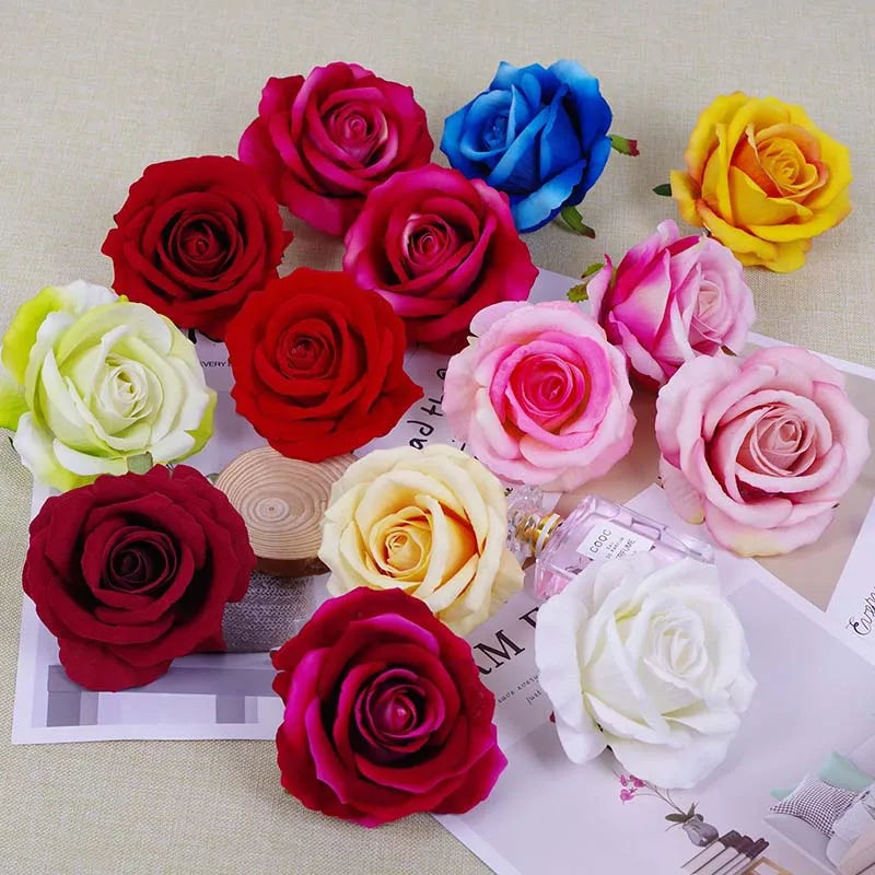 5/10/15/20 pcs 7cm Artificial Rose Flowers Head For Wedding Home Decoration Fake Flowers Rose Head DIY Wreath Supplies
