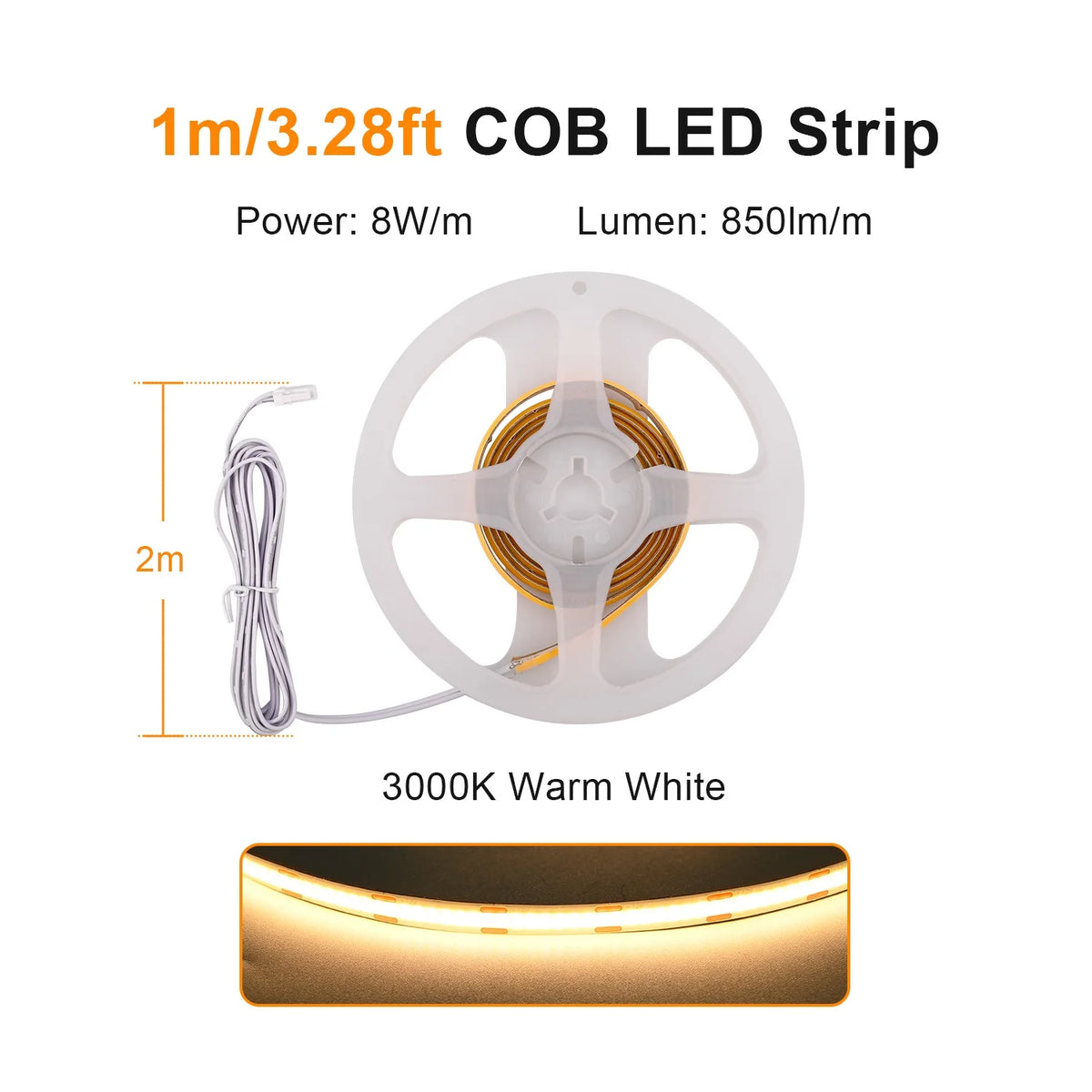 Striscia LED COB dimmerabile per armadi e scaffali, sensore touch, 12 V