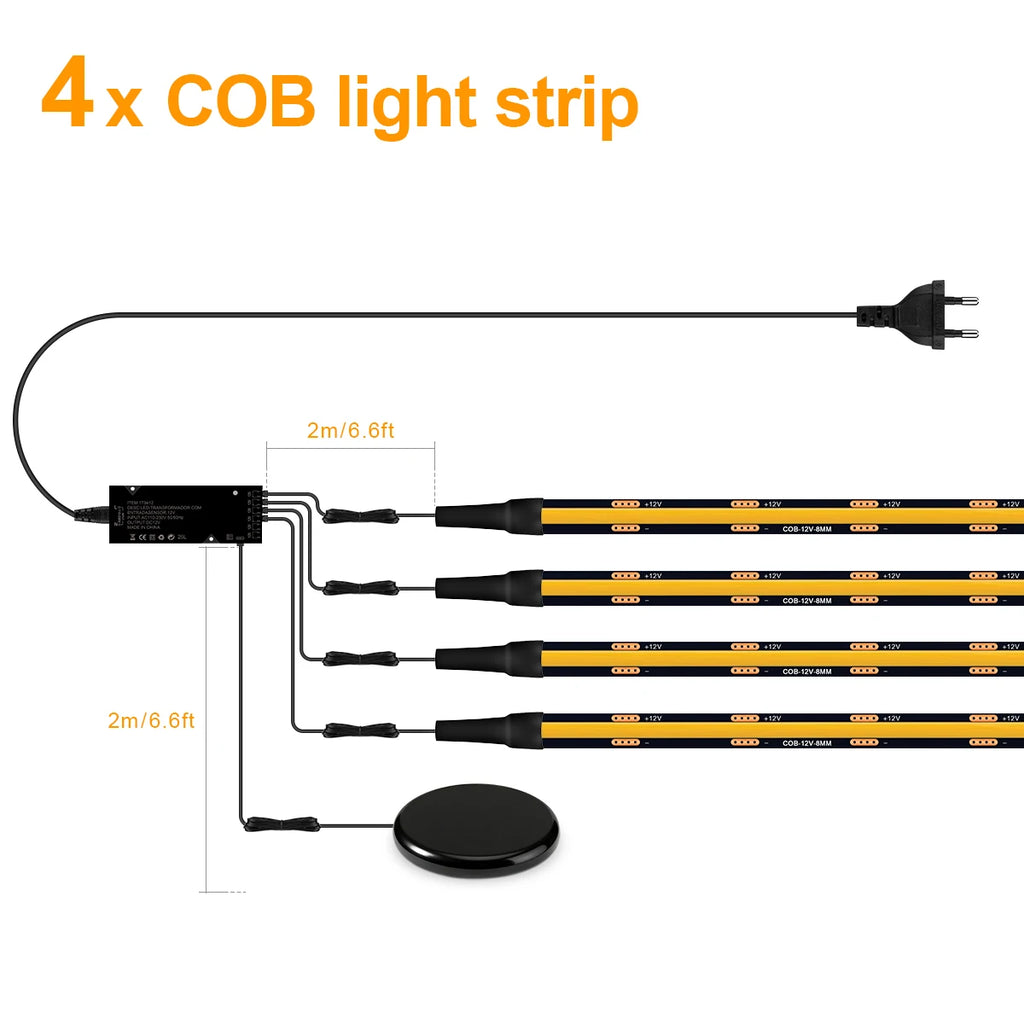 Striscia LED dimmerabile touch nera PCB COB per pannelli in legno e vetro