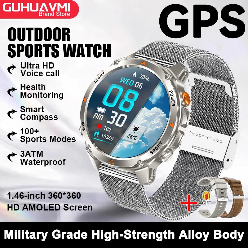 Smartwatch GPS 2026 con AMOLED 1.46", impermeabile 3ATM e batteria 540 mAh