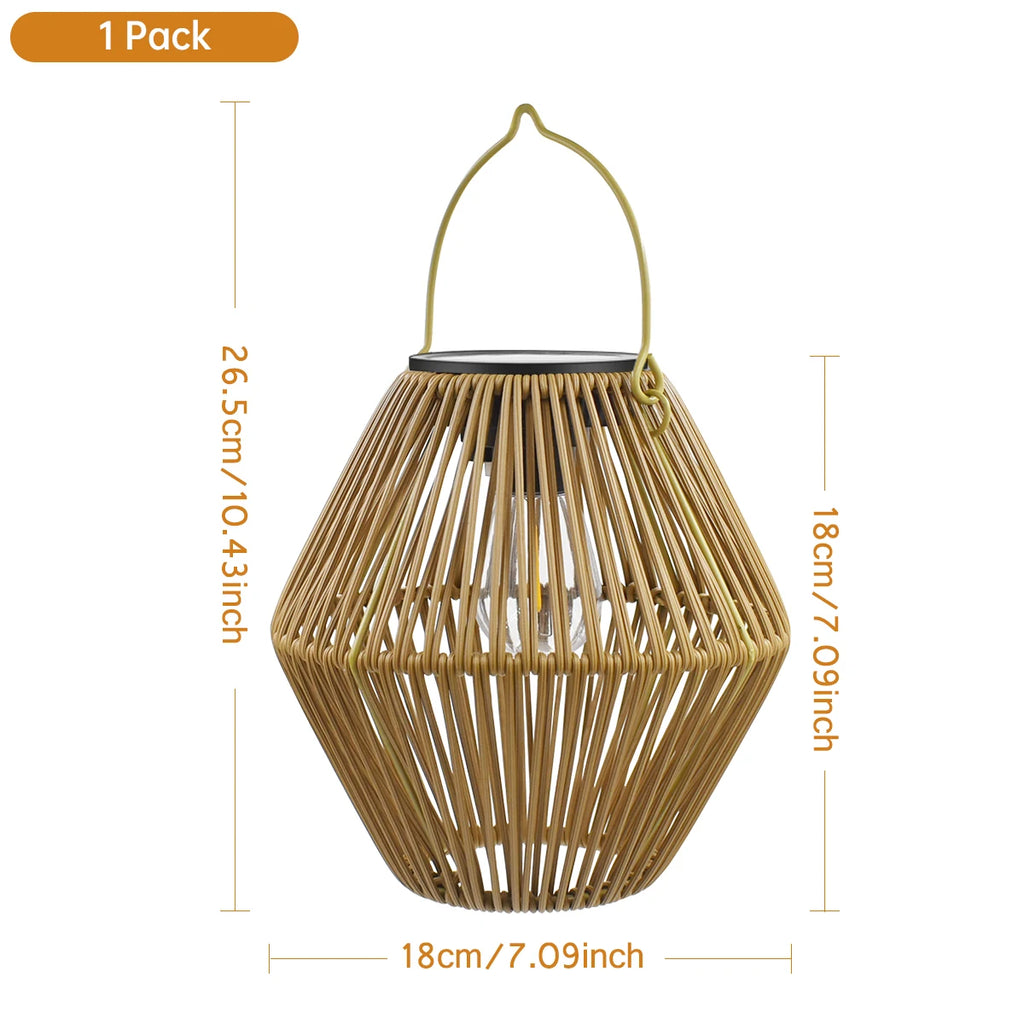 Lanterna solare in rattan impermeabile IP65 per giardino e patio