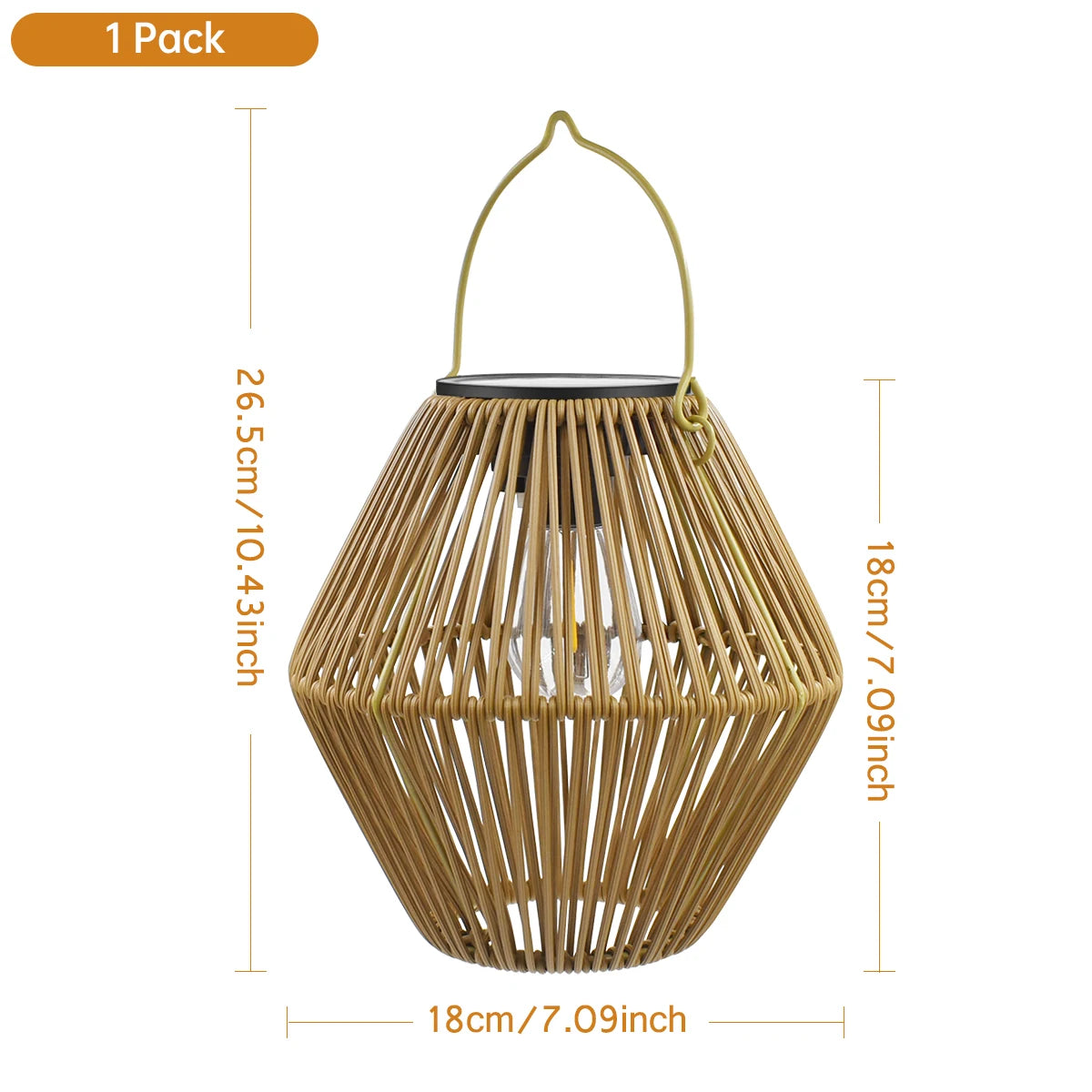 Lanterna solare in rattan impermeabile IP65 per giardino e patio