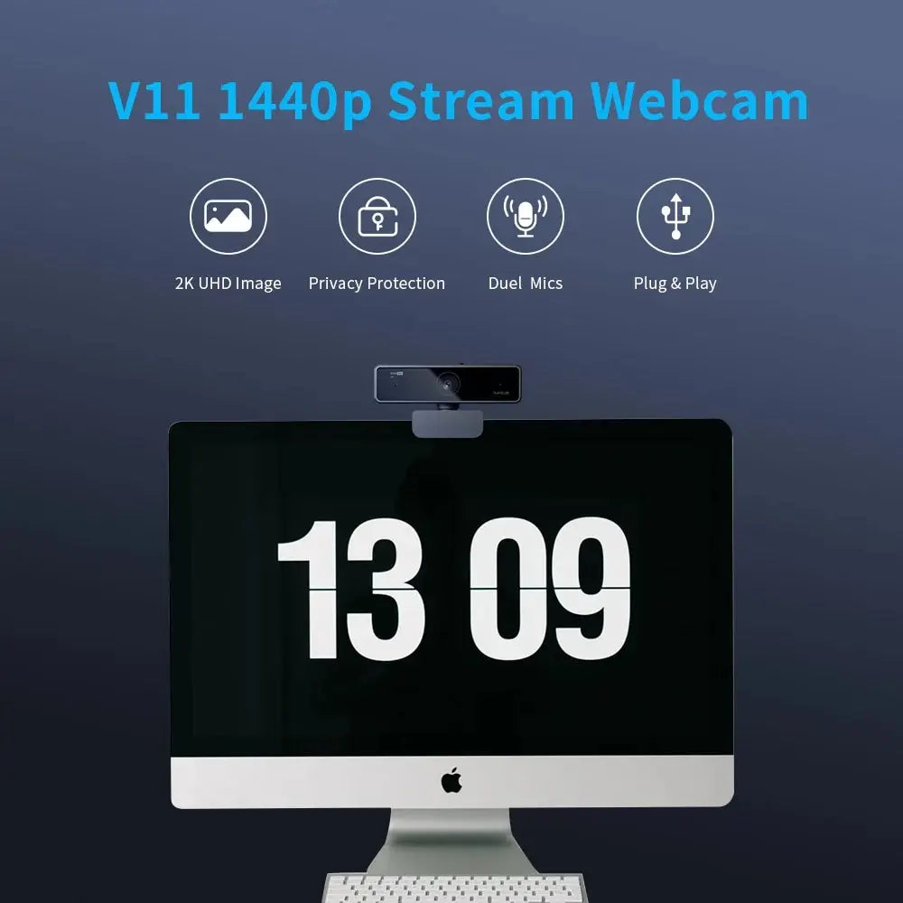 Webcam HD 1080P 60FPS 2K con Doppio Microfono Anti-Rumore