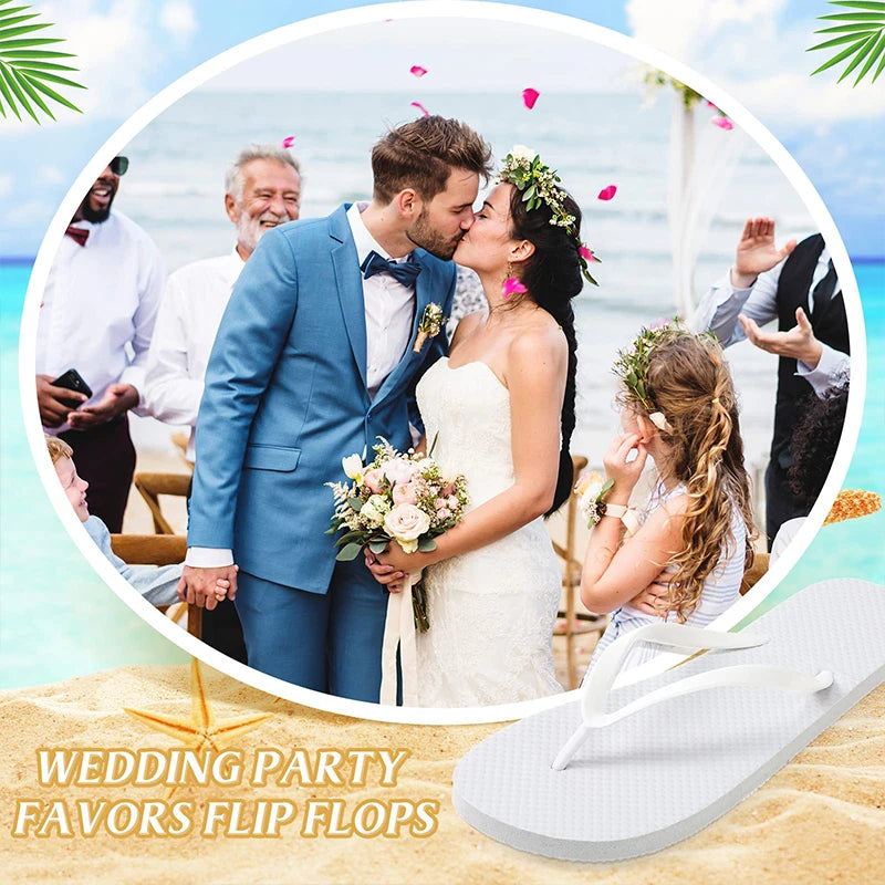 12-30Pairs Wedding Flip Flops for Guests Bulk Hotel Spa Wedding Sandals Slippers With Size Favors Wedding Favors for Guests