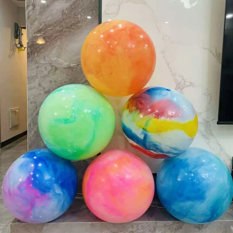 Marbleized Bouncy Balls for Kids 12Inch Sized Ball Inflatable Rubber Fun Carnival Party Beach Playground Backyard Outdoor Games