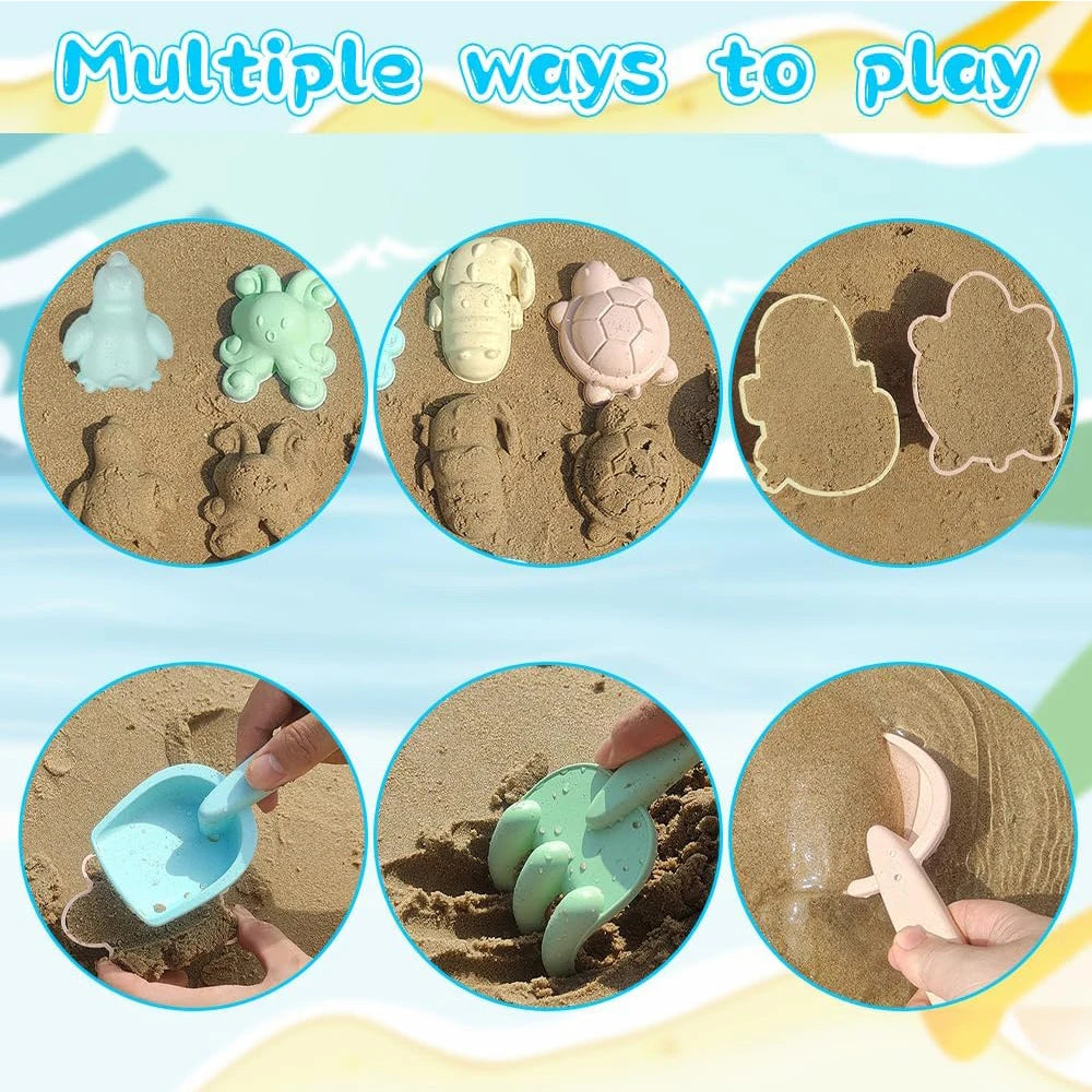 Set 11 Giocattoli da Spiaggia con Secchiello Pieghevole e Stampo Sabbia per…