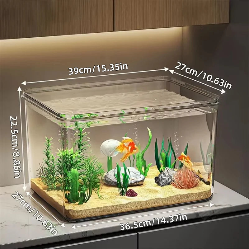 Acquario da scrivania 360° panoramico mini in PET trasparente – per principianti