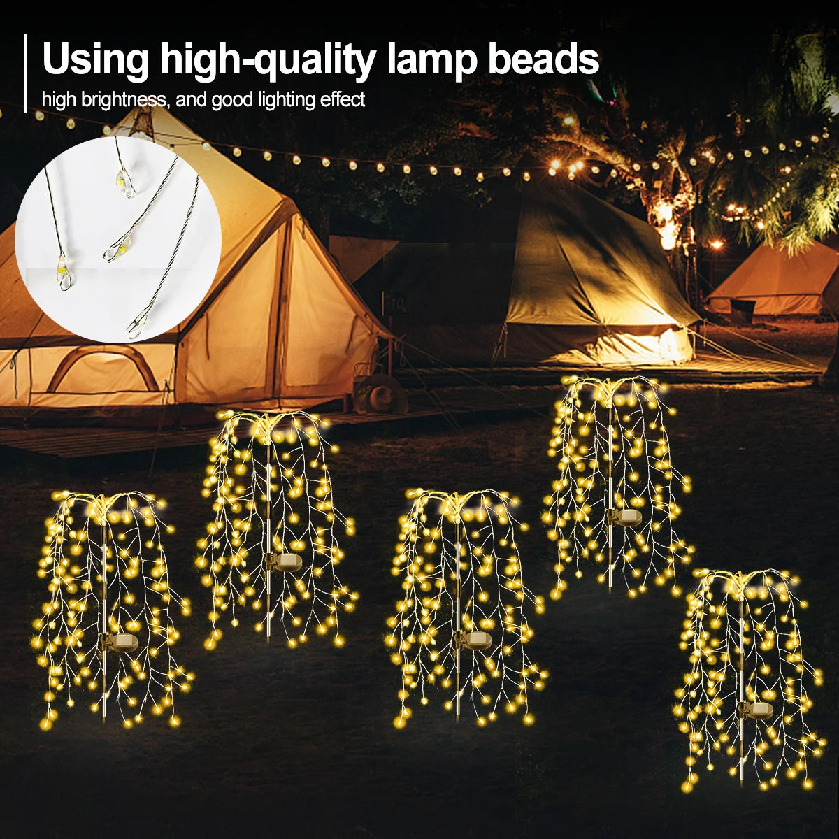 Luci LED solari 200/120 per esterno, decorazione fuochi d'artificio impermeabile