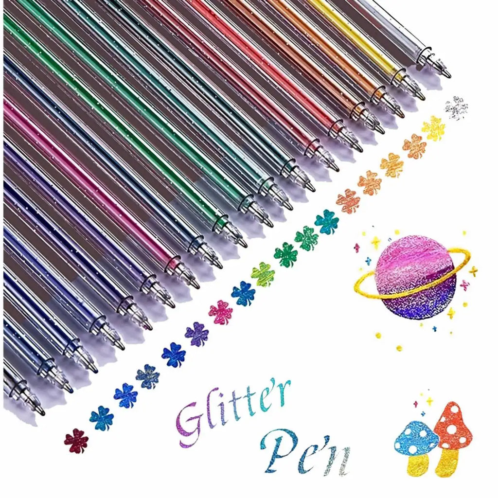 Set di 60 Penne Gel Glitter 1.0 mm – Colori Metallizzati per Disegno e Scrapbook