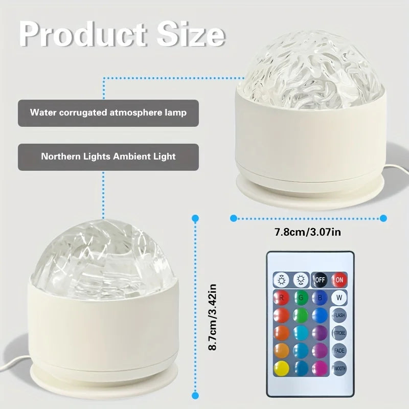 Lampada proiettore Aurora del Nord con onde d'acqua LED, luce e telecomando