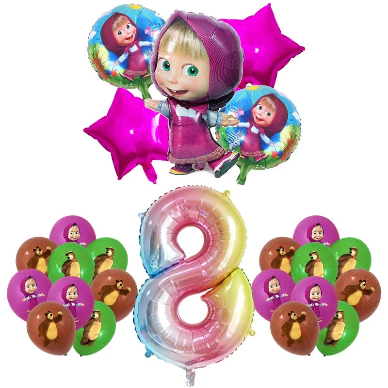 Decorazioni per festa di compleanno Masha e Orso – Palloncini cartoon, set 24…