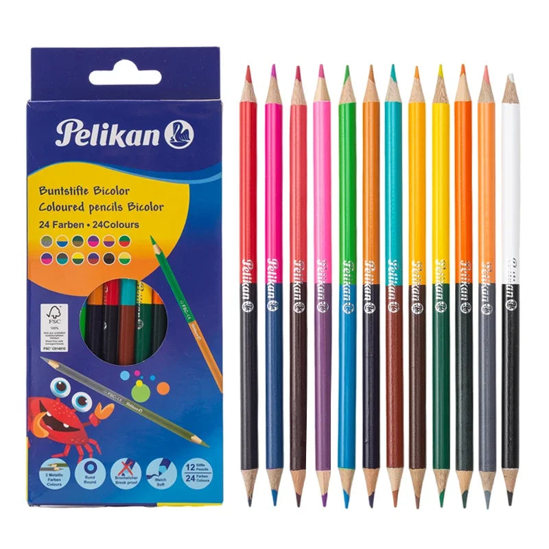 Matite a Doppia Punta 24 Colori per Bambini – Disegno, Schizzo e Arte Pastello