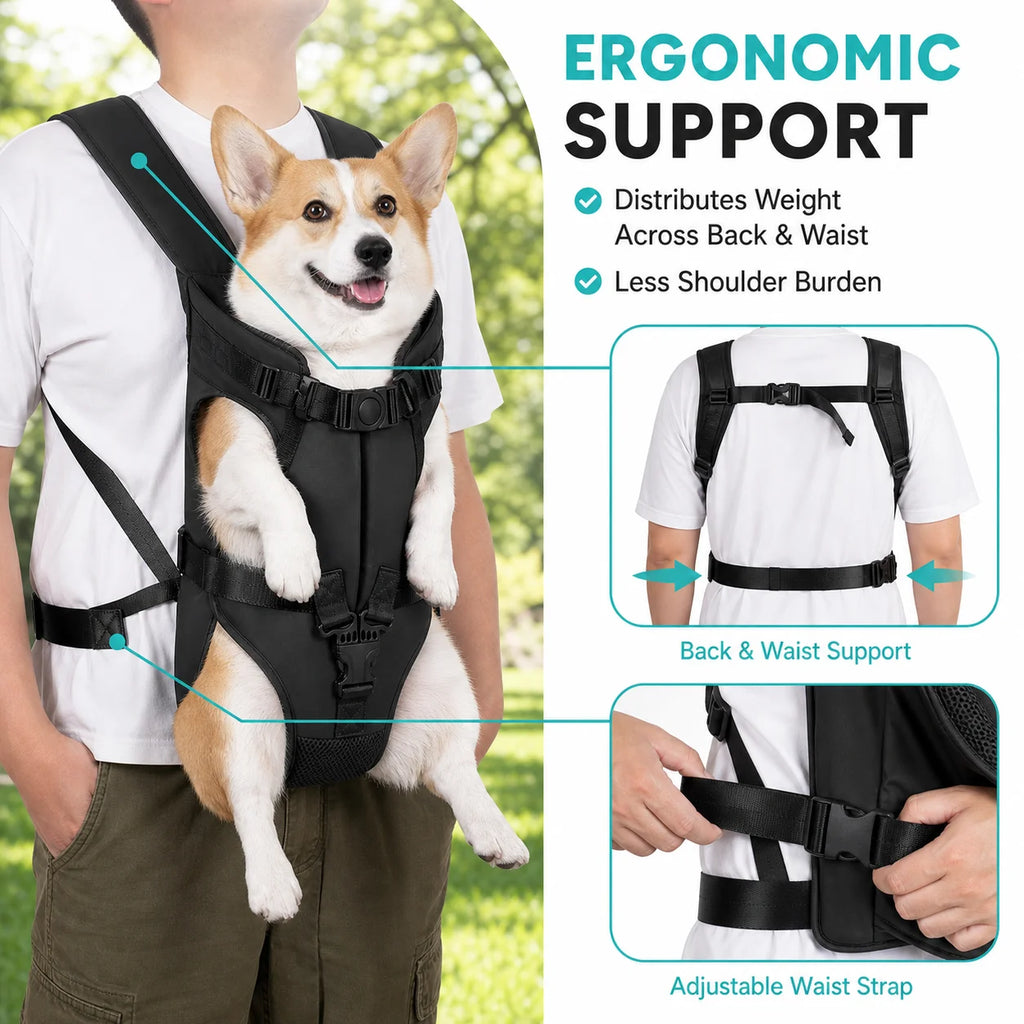 Pet Front Carrier Backpack per Cani Piccoli, Trasportino Petto Traspirante…