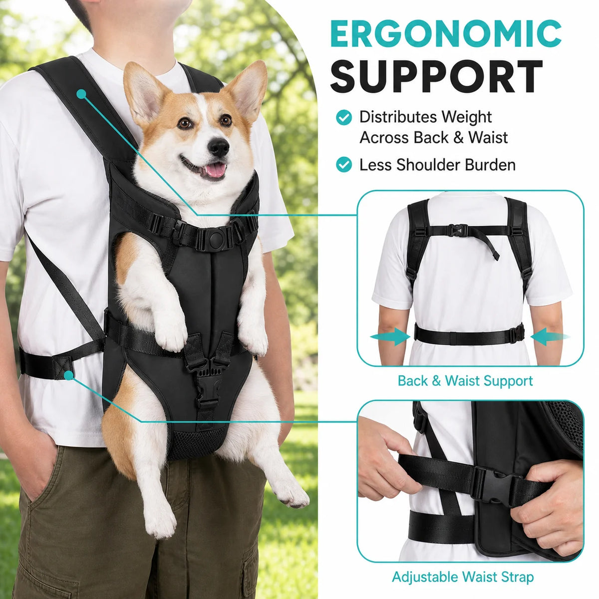 Pet Front Carrier Backpack per Cani Piccoli, Trasportino Petto Traspirante…