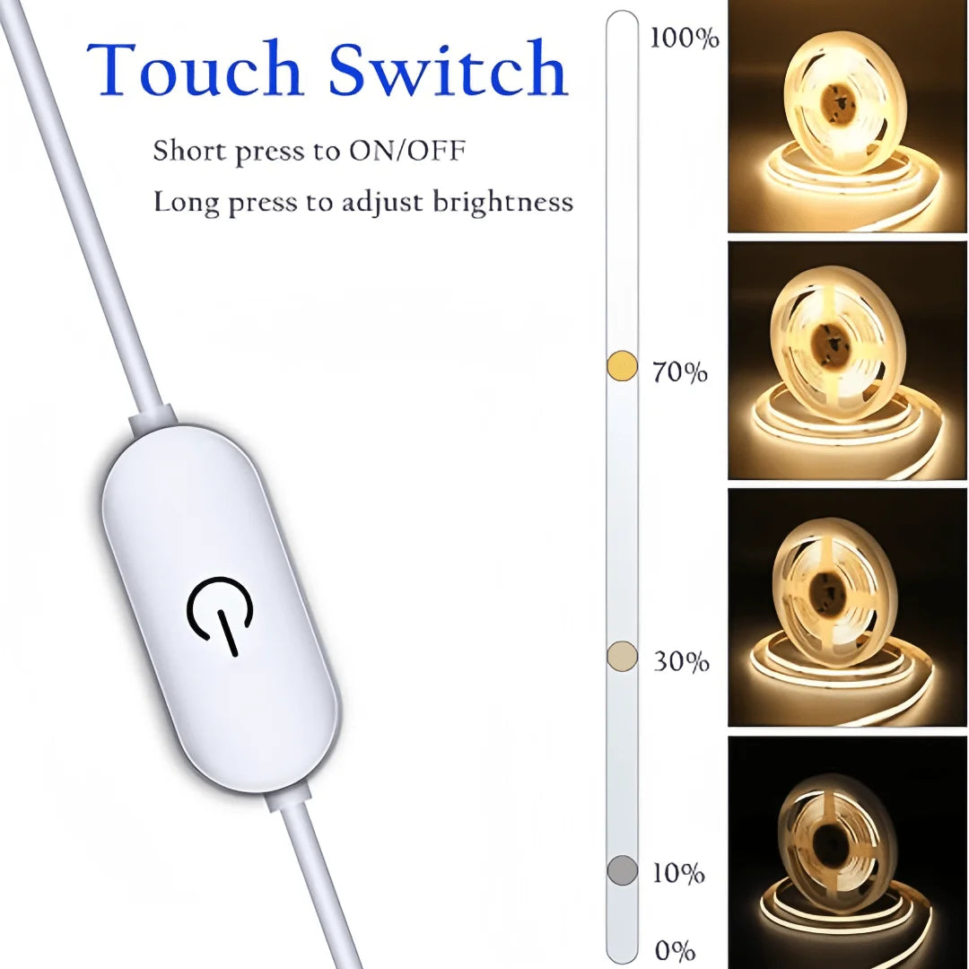 Striscia LED COB 5V Touch Dimmer flessibile per illuminazione ambientale