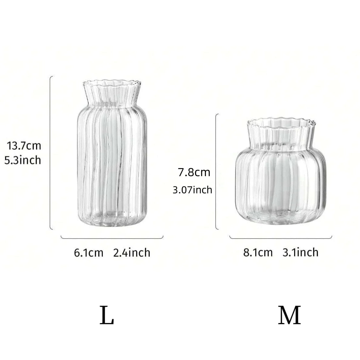 Transparent Glass Vases Hydroponic Plants Flower Arrangement Bottle Mini Retro Striped Vase Home Room Dinner Table Decor ﻿