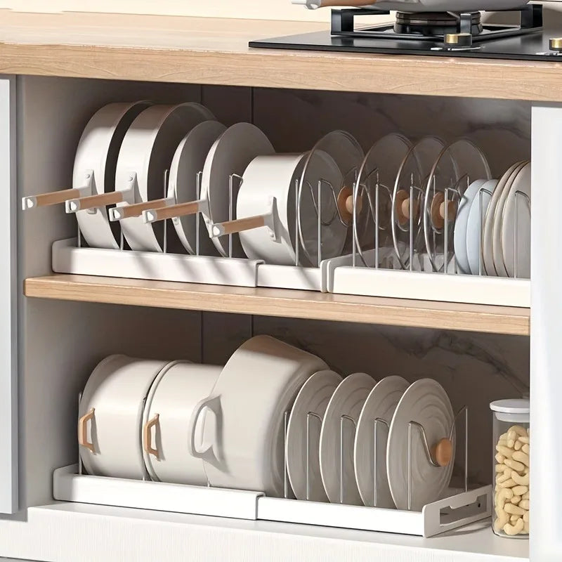 Rack Organizer Espandibile per Pentole con Divisori Regolabili