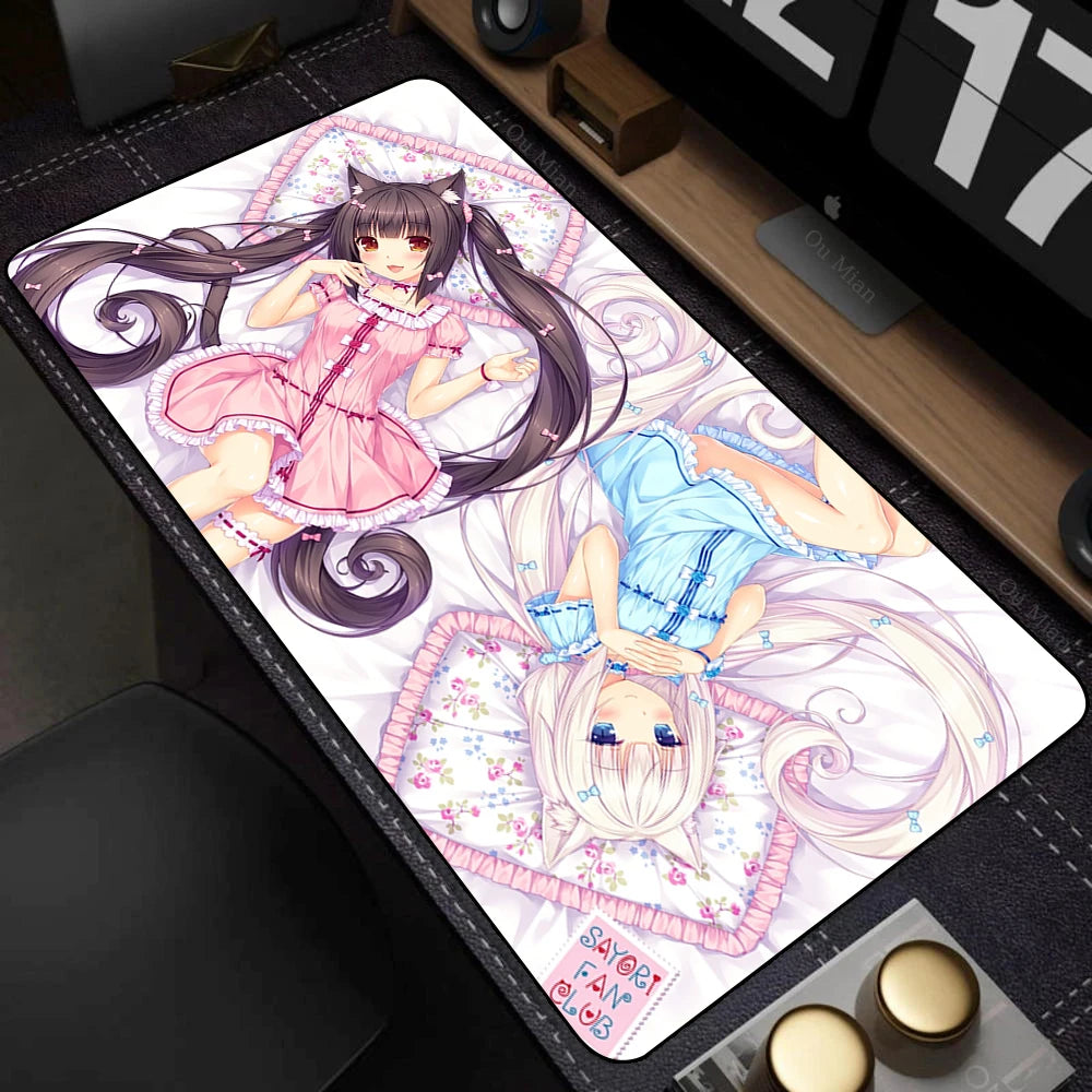 XXL Home HD Computer Desk Mats Mouse Pad Nekopara Mousepad Carpet Gamer Office Laptop Soft Mouse Mat Desktop Mouse Mats 90x40cm