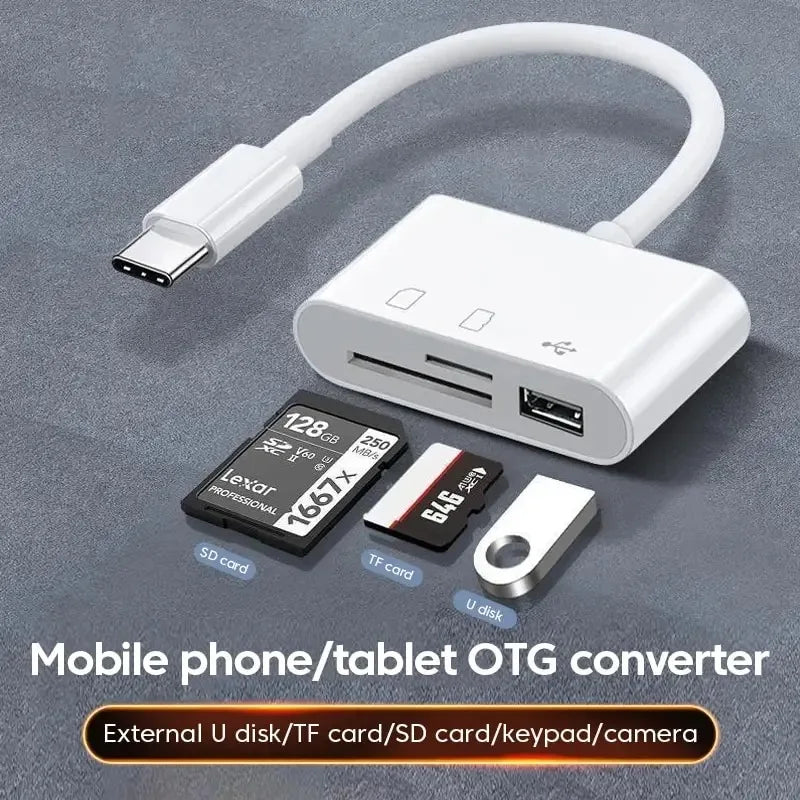 Hub USB‑C 3 in 1 con lettore TF/SD e porte USB‑A