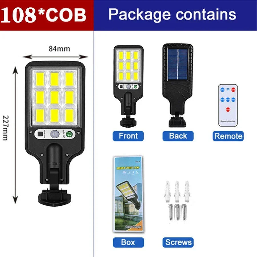1/2/3/4PCS Solar Lights Outdoor 3 Modes 200COB Waterproof Street Lamp Motion Sensor Security Lighting for Garden Patio Path Yard