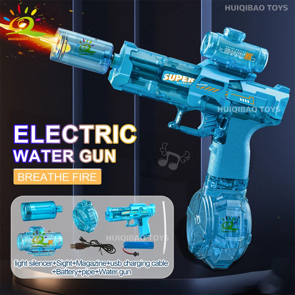 Pistola d'Acqua Elettrica con Scatto Automatico, LED e Ricarica Type‑C – 8 m