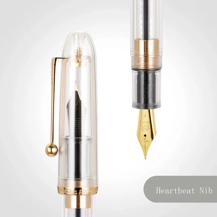 Penna stilografica acrilica trasparente marrone con punta EF/F/M e convertitore