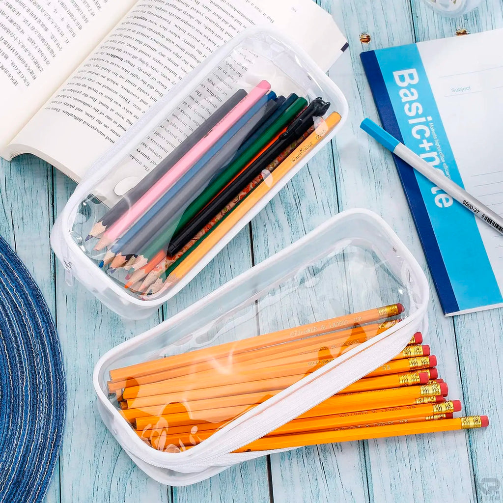 Astuccio trasparente con cerniera, grande capacità per penne - scuola e ufficio