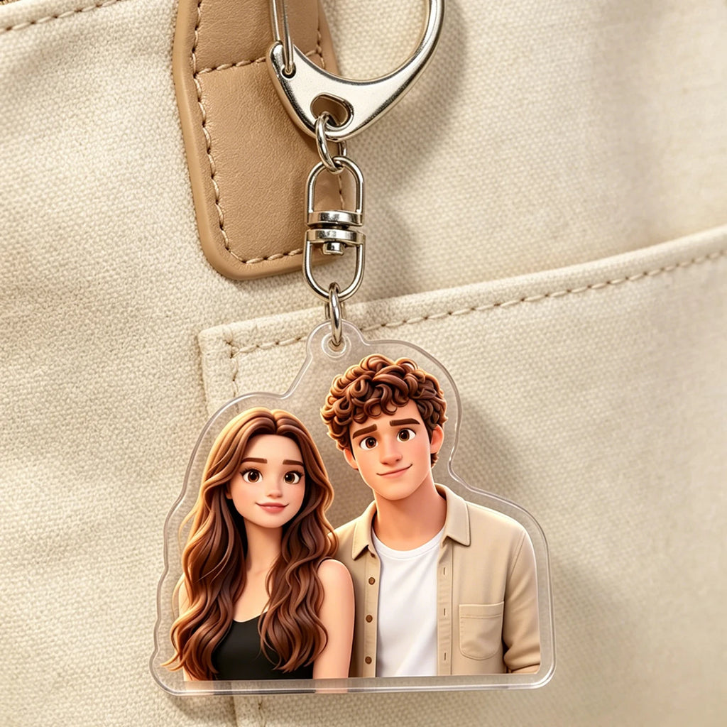 Personalized Acrylic Cartoon Keychain, Custom Photo Keychain, Women Backpack Key Chain, Customized Matching Keychains For Couple