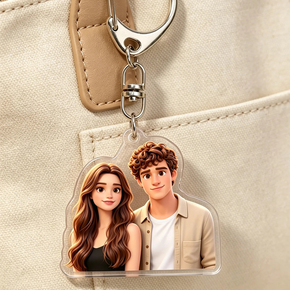 Personalized Acrylic Cartoon Keychain, Custom Photo Keychain, Women Backpack Key Chain, Customized Matching Keychains For Couple