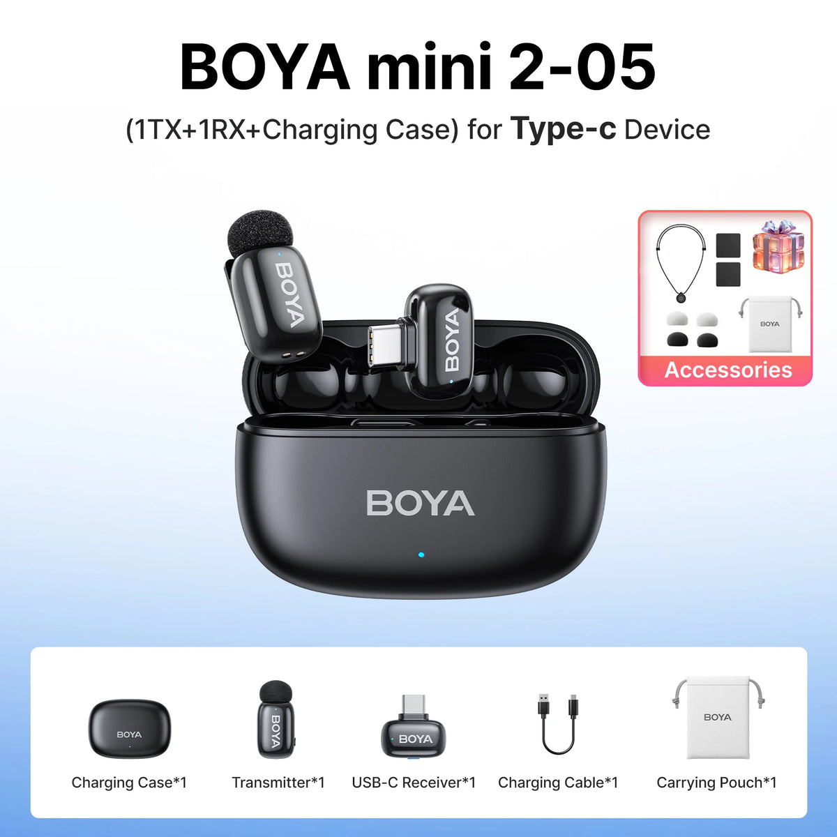 Microfono Lavalier Wireless Mini – Riduzione Rumore AI, iPhone e Android