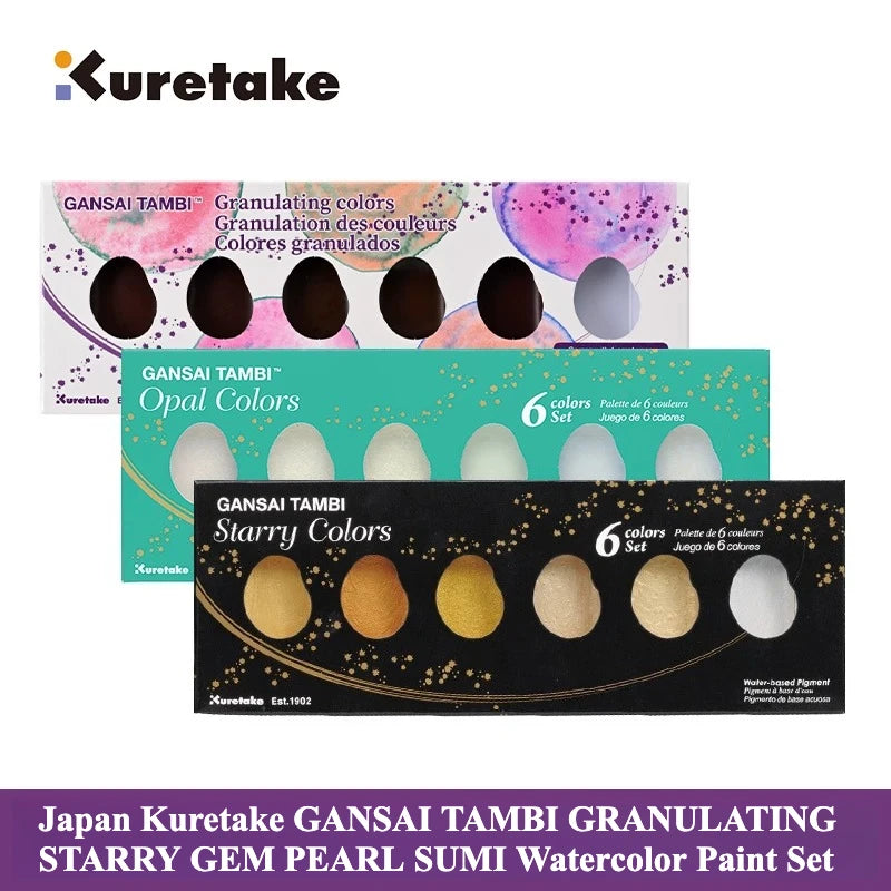 Set Acquerelli Kuretake GANSAI TAMBI Granulating Starry Gem Pearl Sumi