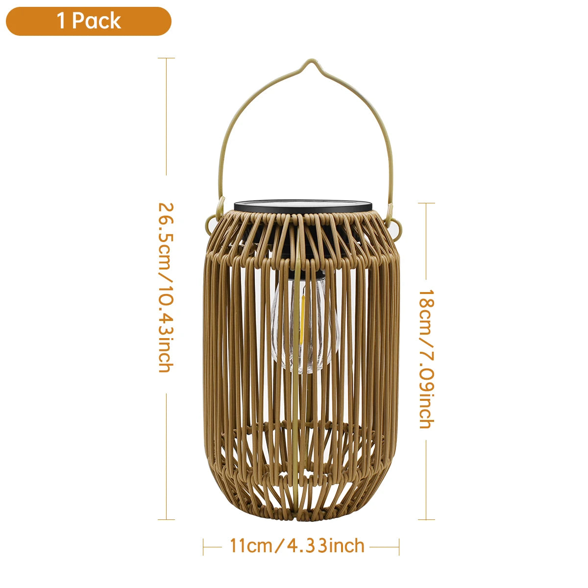 Lanterna solare in rattan impermeabile IP65 per giardino e patio