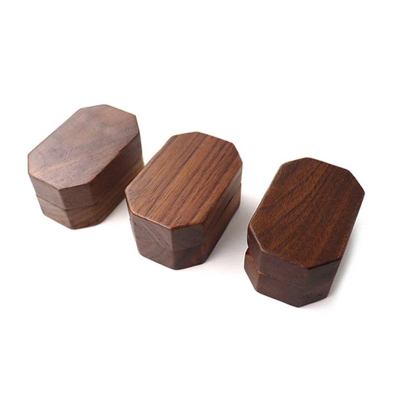 Vintage Black Walnut Wood Jewelry Box Ring Earrings Ring Jewelry Box Wedding Ring Box
