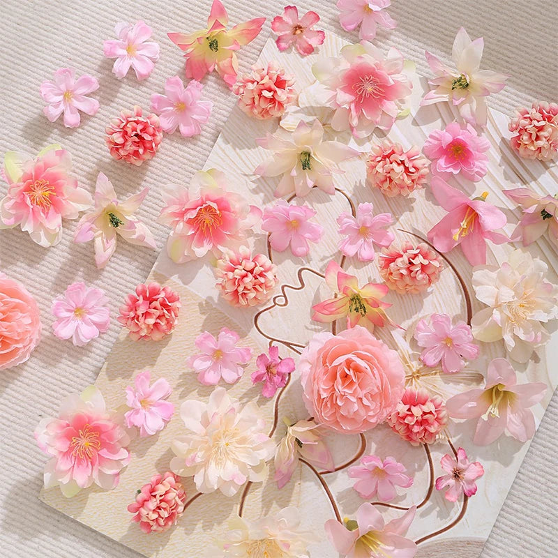 3-10cm Pink Artificial Flowers Head Silk Fake Rose Flower Wedding Marriage Decoration Party Supplies for Home Decor Garland