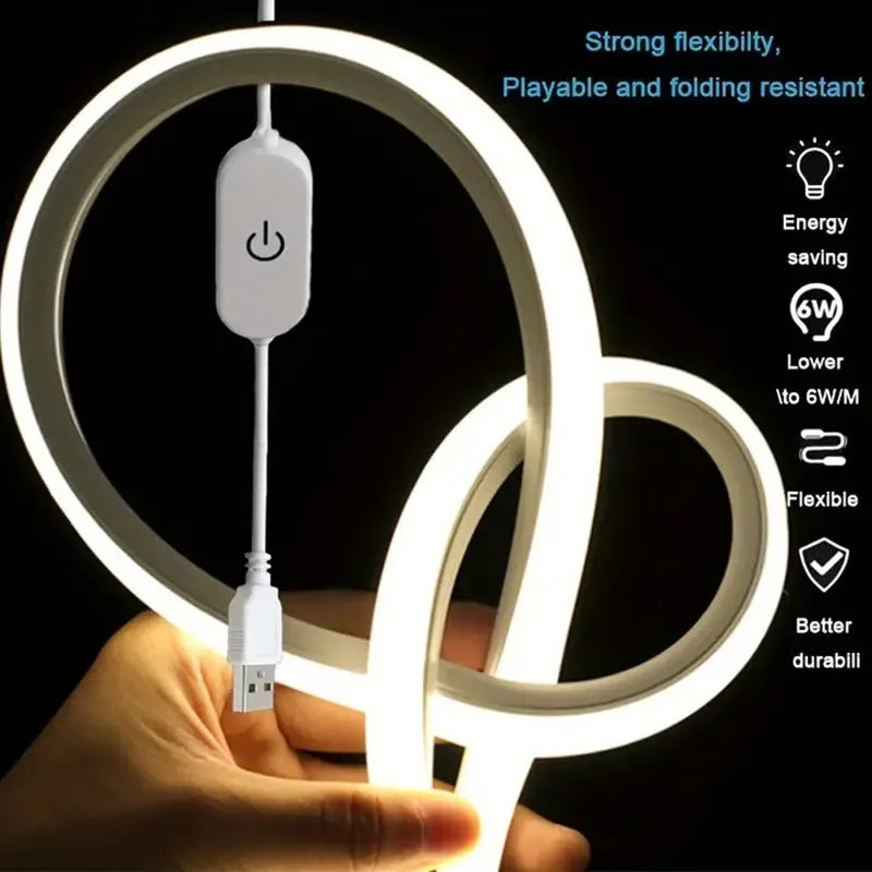 Striscia LED Neon USB 5V Dimmabile, Silicone Flessibile, Impermeabile IP67