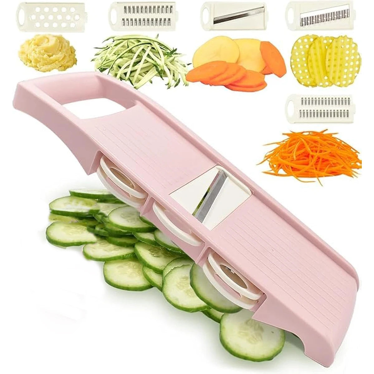 Mandolina 5 in 1 per verdure – affetta, julienne, grattugia e waffle