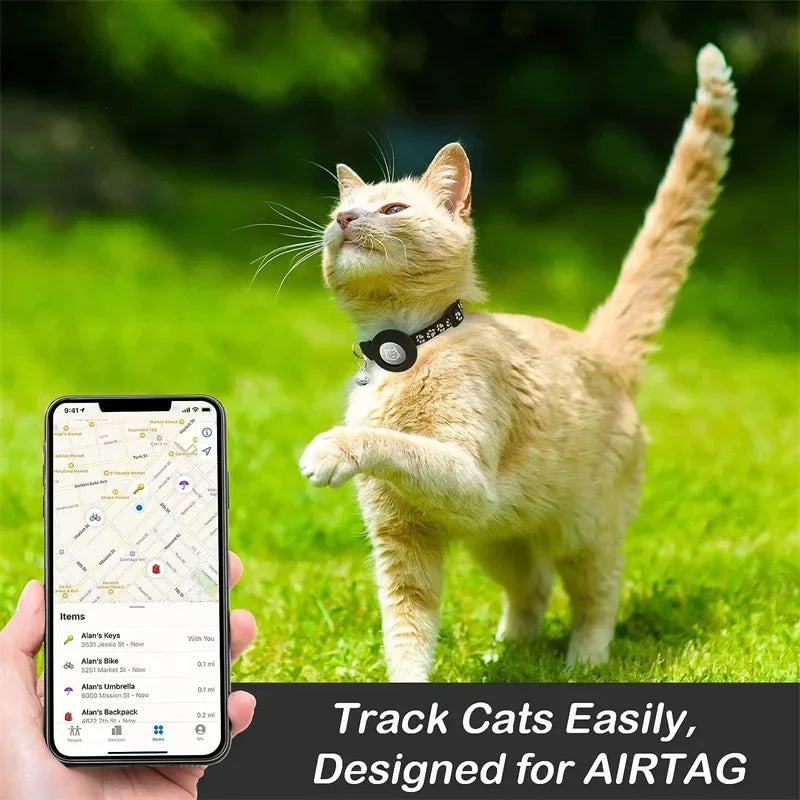 Collare per Gatti con Porta Airtag, Riflettente, Con Campanellino, Regolabile…