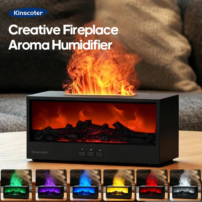 Diffusore Aroma Caminetto con Luci Colorate, Telecomando e Umidificatore 150 ml