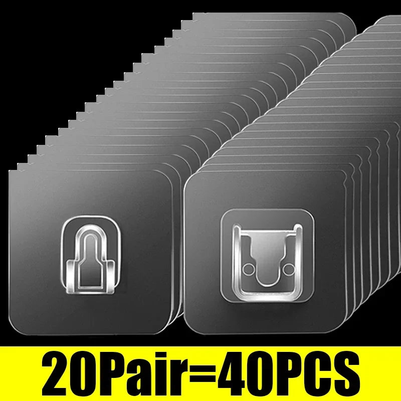 Ganci a Doppia Faccia Trasparenti con Adesivo Potente – 2 Pezzi, 6 cm