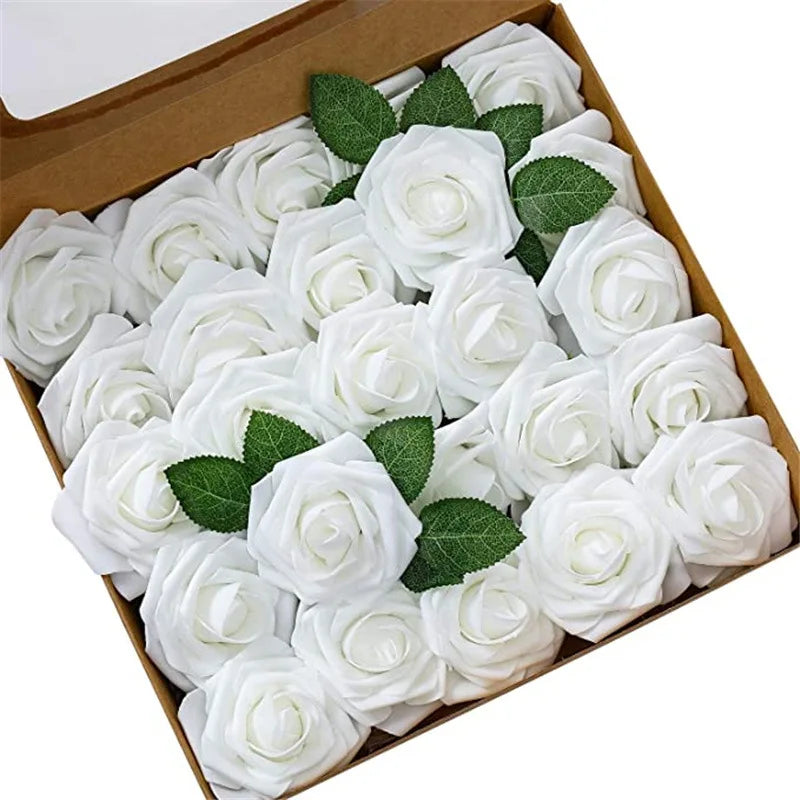 Rosa in schiuma, 10/25/50 pezzi, fiori finti per decorazioni e bouquet